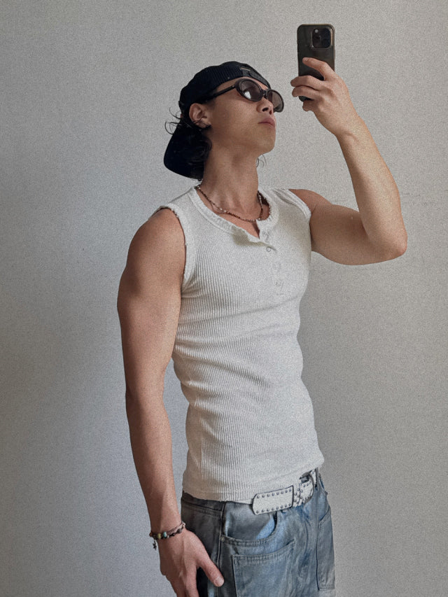 Vintage Henley Rib Tank Top