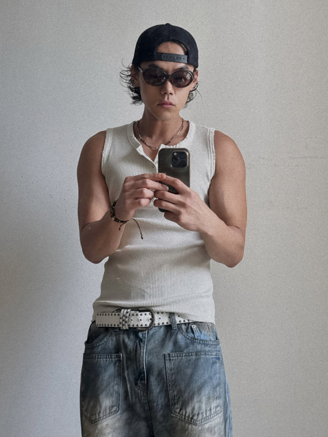 Vintage Henley Rib Tank Top