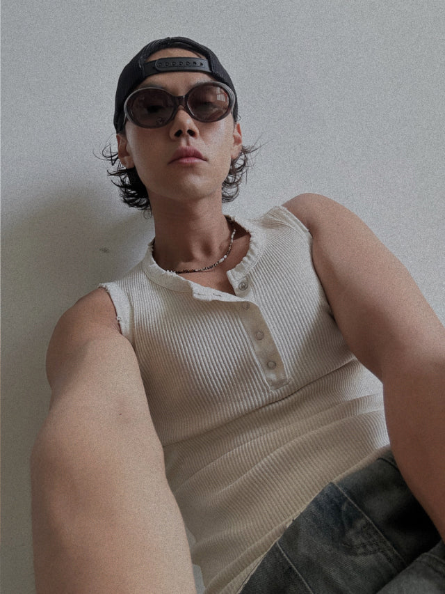 Vintage Henley Rib Tank Top