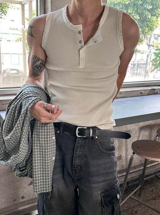 Vintage Henley Rib Tank Top