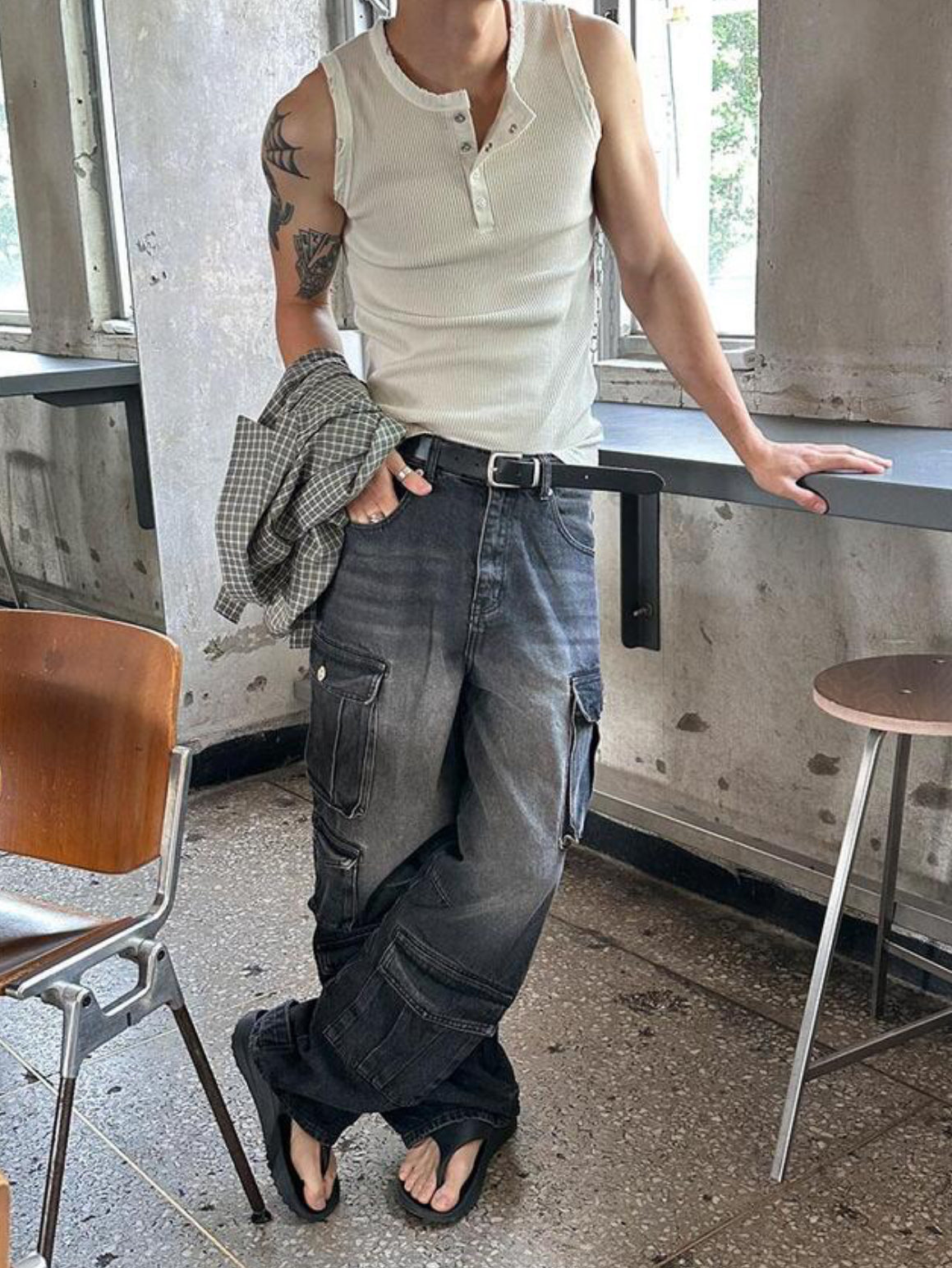 Vintage Henley Rib Tank Top