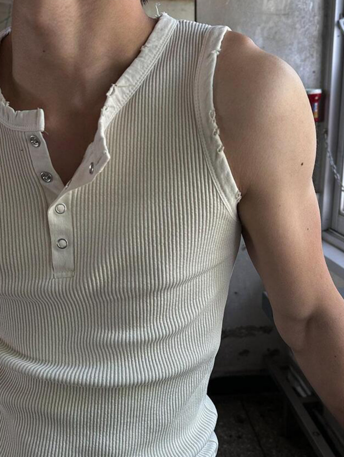 Vintage Henley Rib Tank Top