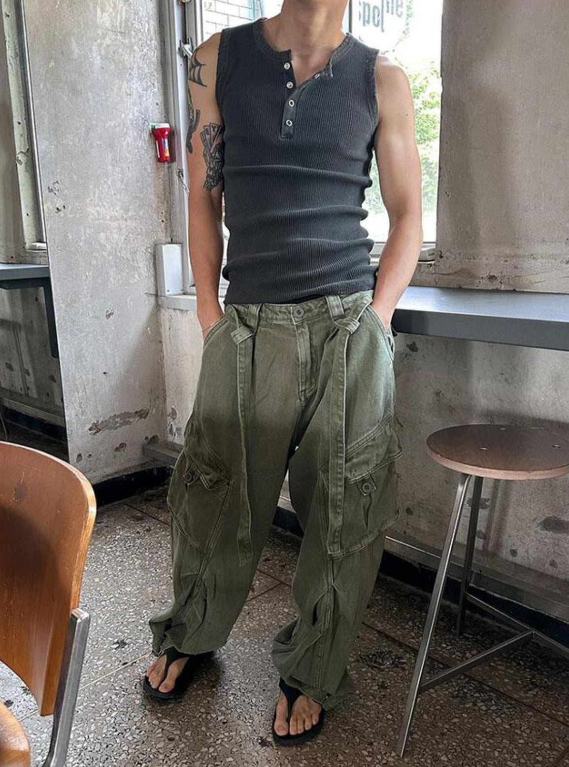 Vintage Henley Rib Tank Top