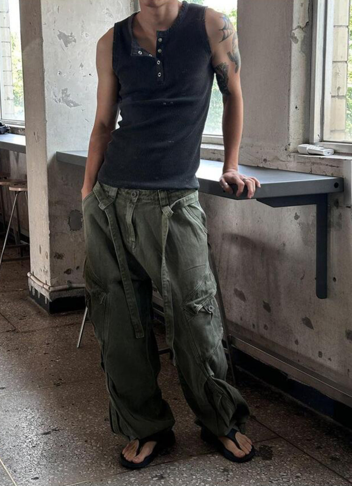 Vintage Henley Rib Tank Top