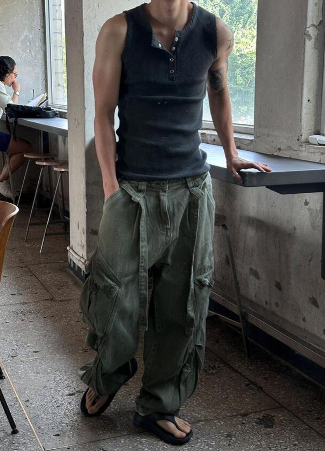 Vintage Henley Rib Tank Top