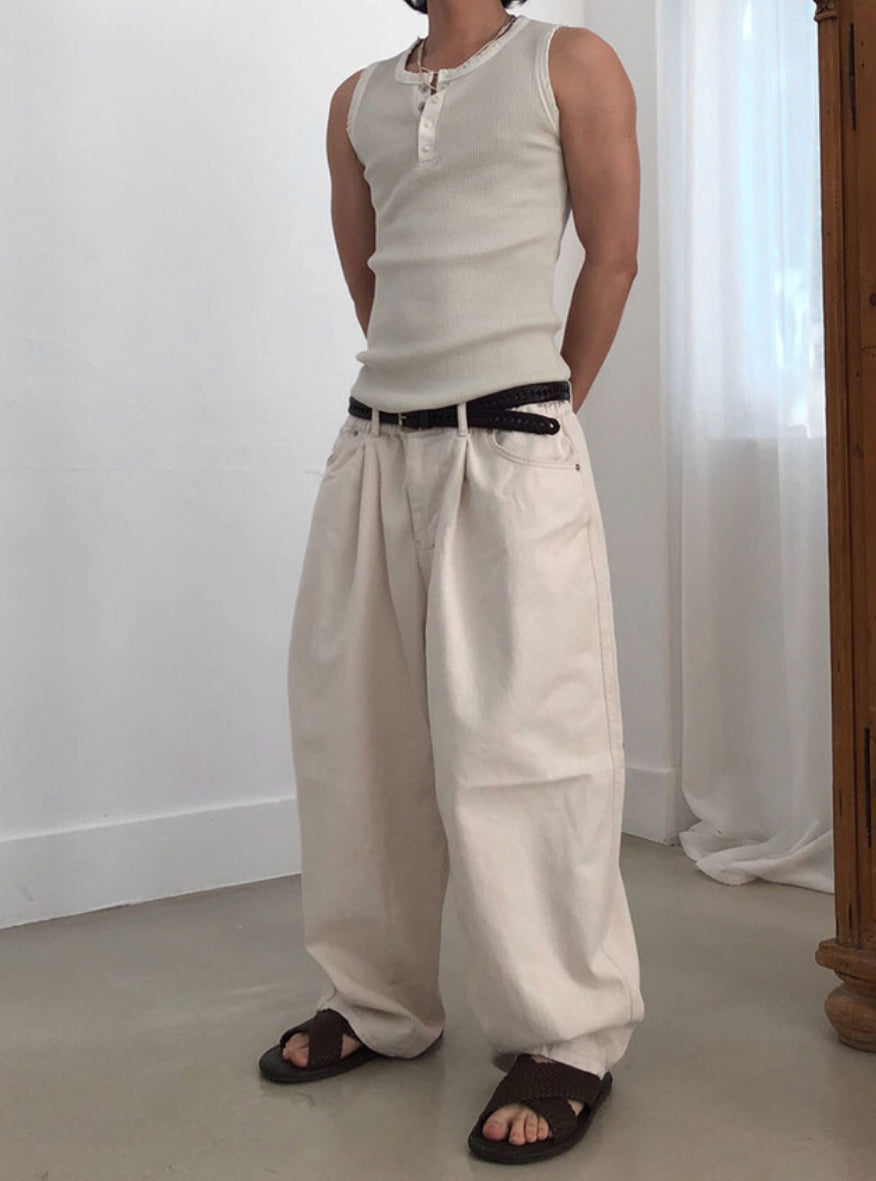 Vintage Henley Rib Tank Top