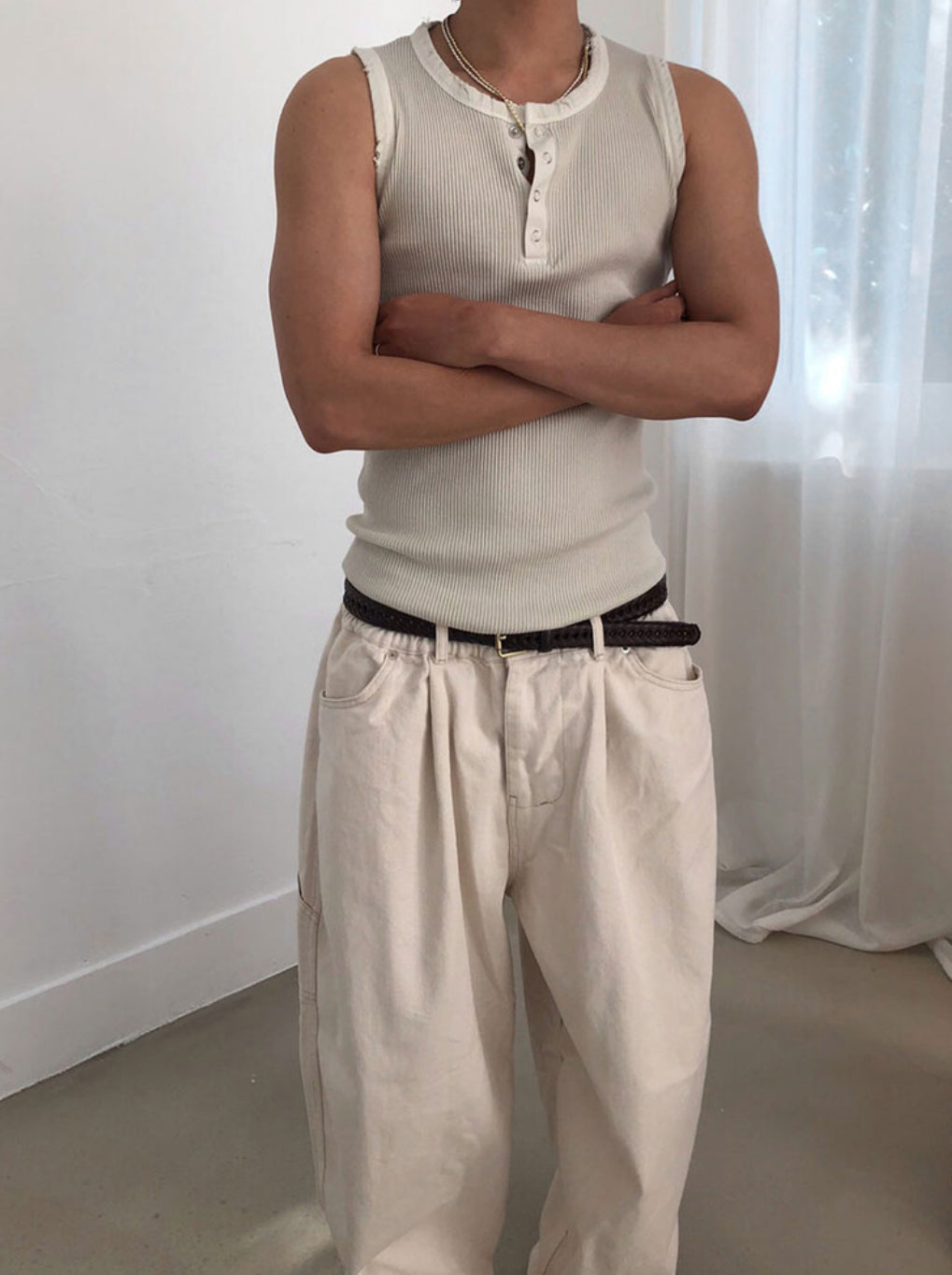 Vintage Henley Rib Tank Top