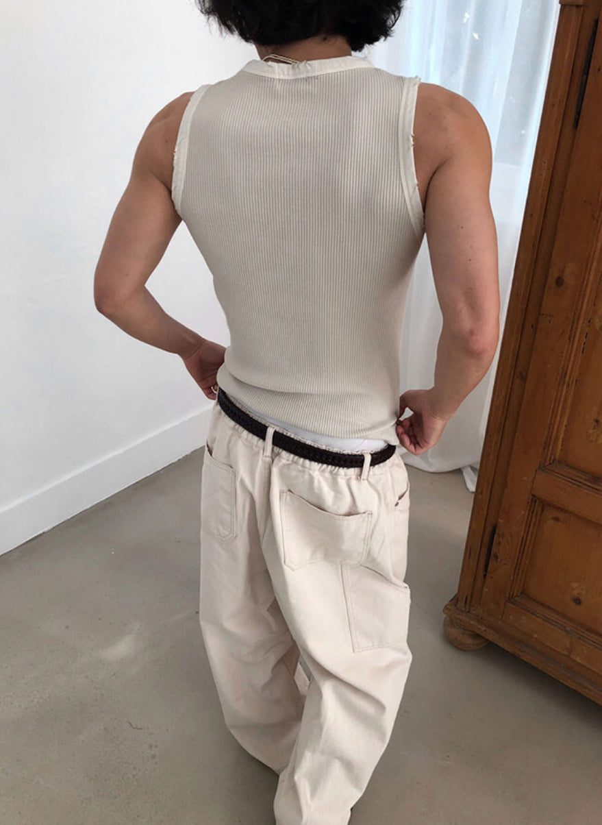 Vintage Henley Rib Tank Top