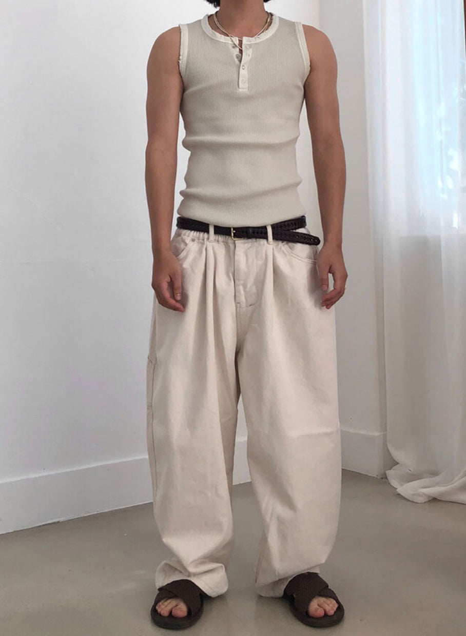 Vintage Henley Rib Tank Top