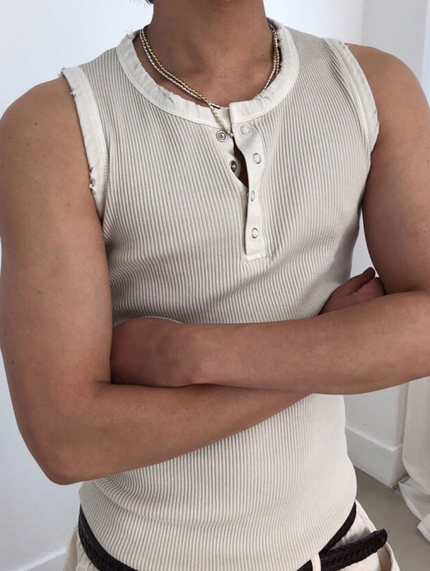 Vintage Henley Rib Tank Top