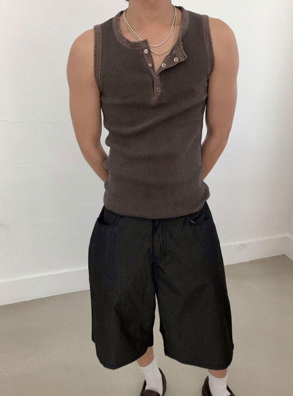 Vintage Henley Rib Tank Top