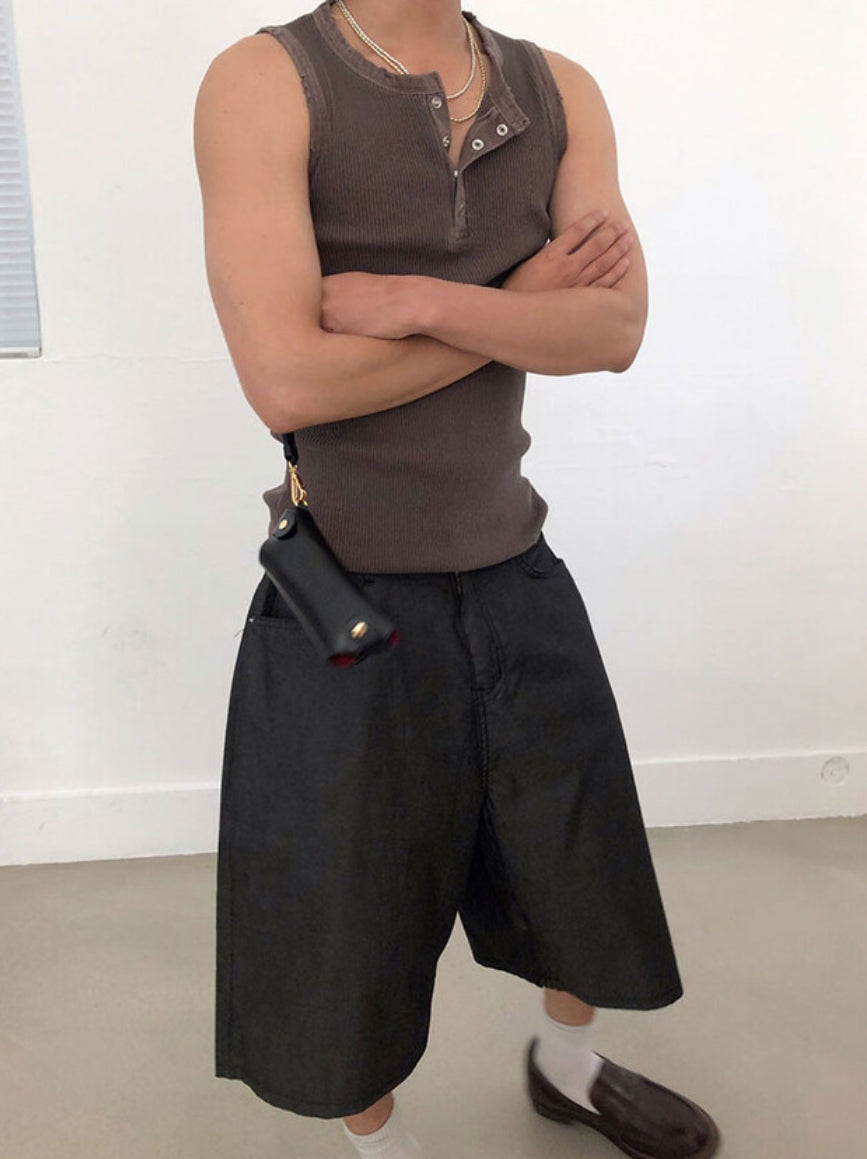 Vintage Henley Rib Tank Top