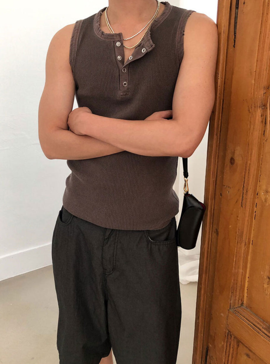 Vintage Henley Rib Tank Top