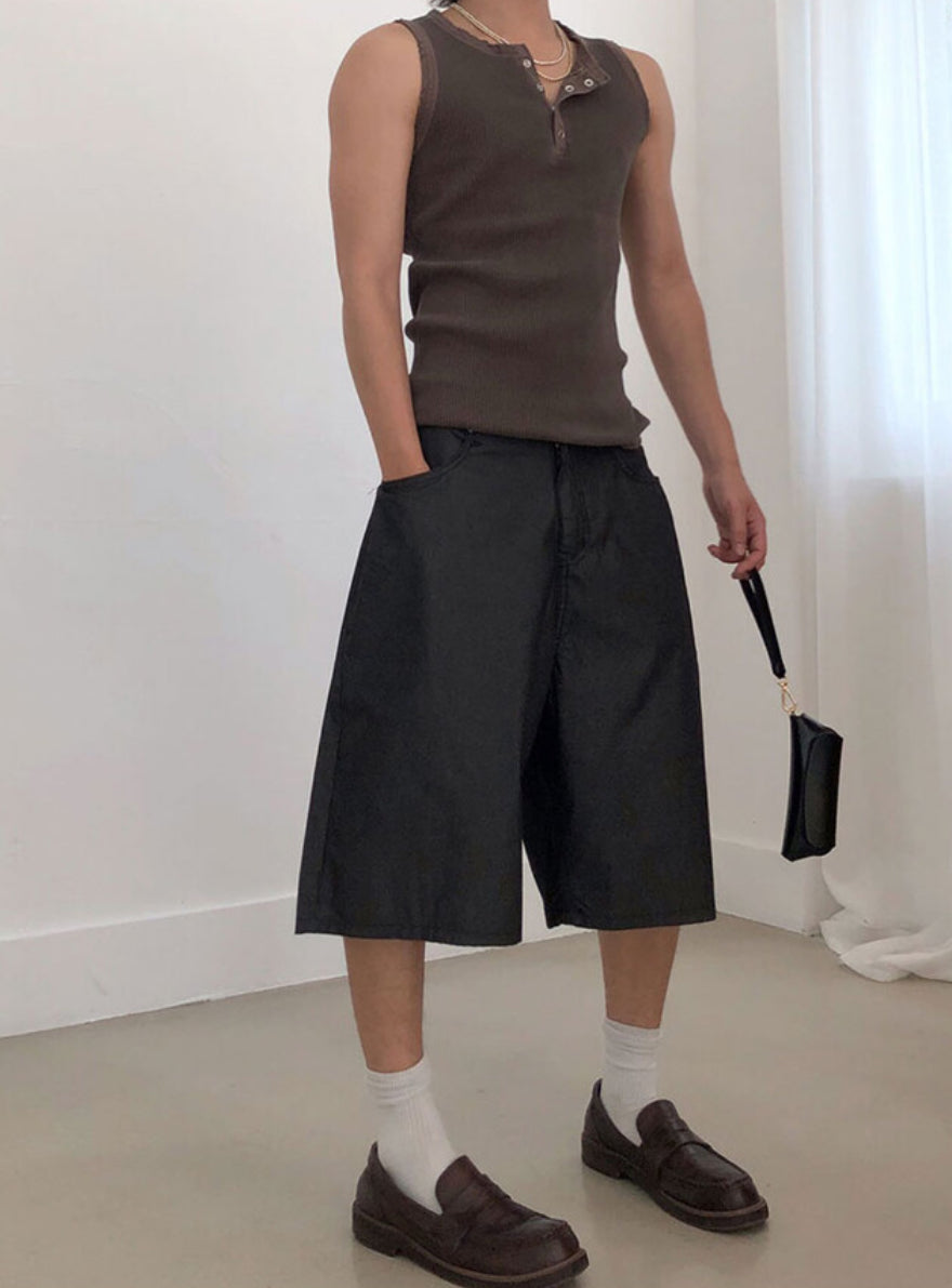 Vintage Henley Rib Tank Top