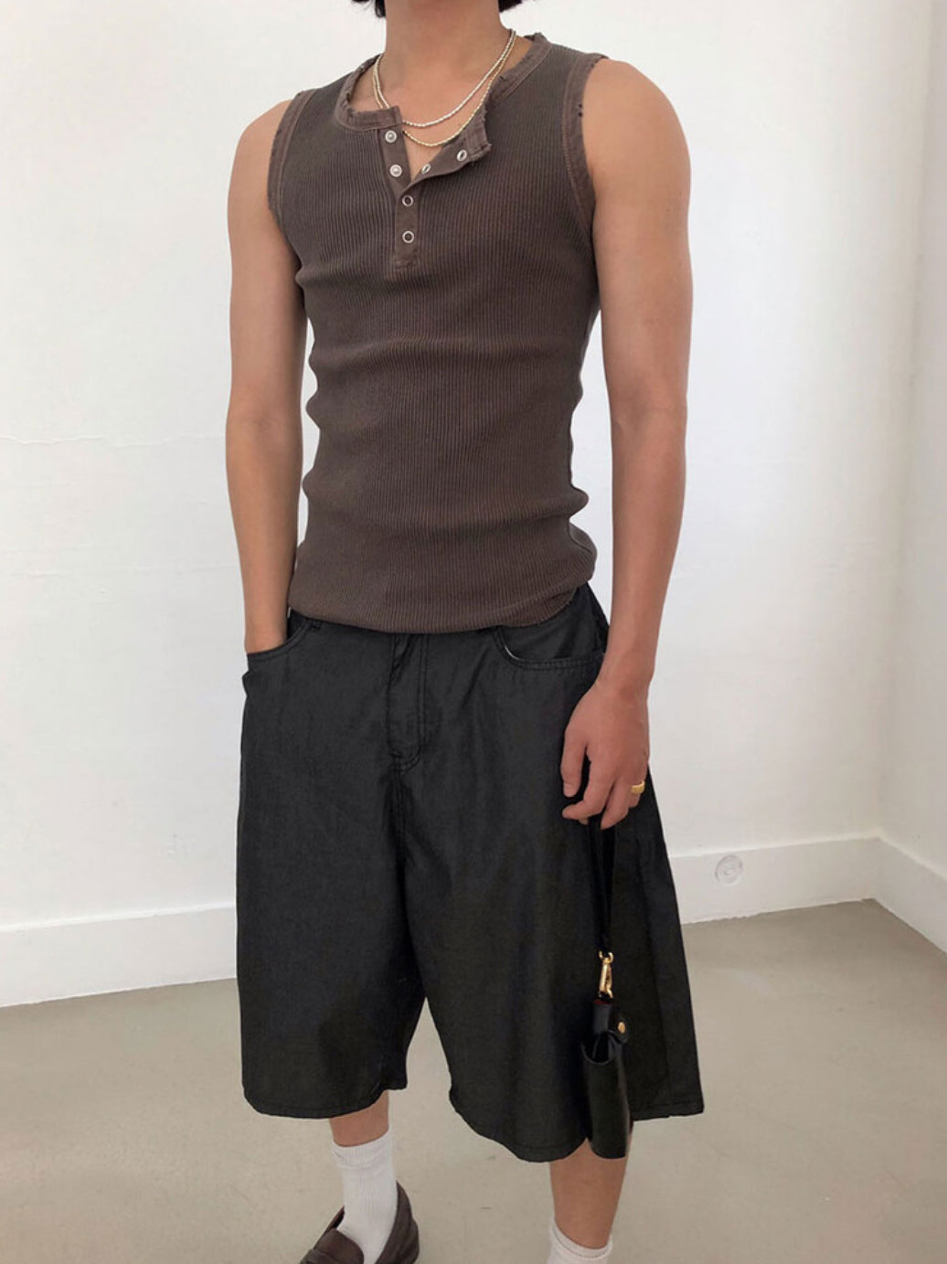 Vintage Henley Rib Tank Top