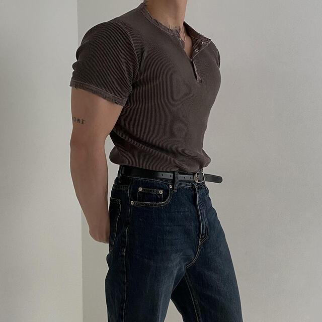 Peak Ribbed Henley Short Sleeve Tee