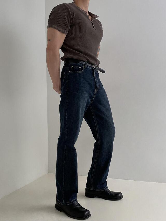 Peak Ribbed Henley Short Sleeve Tee