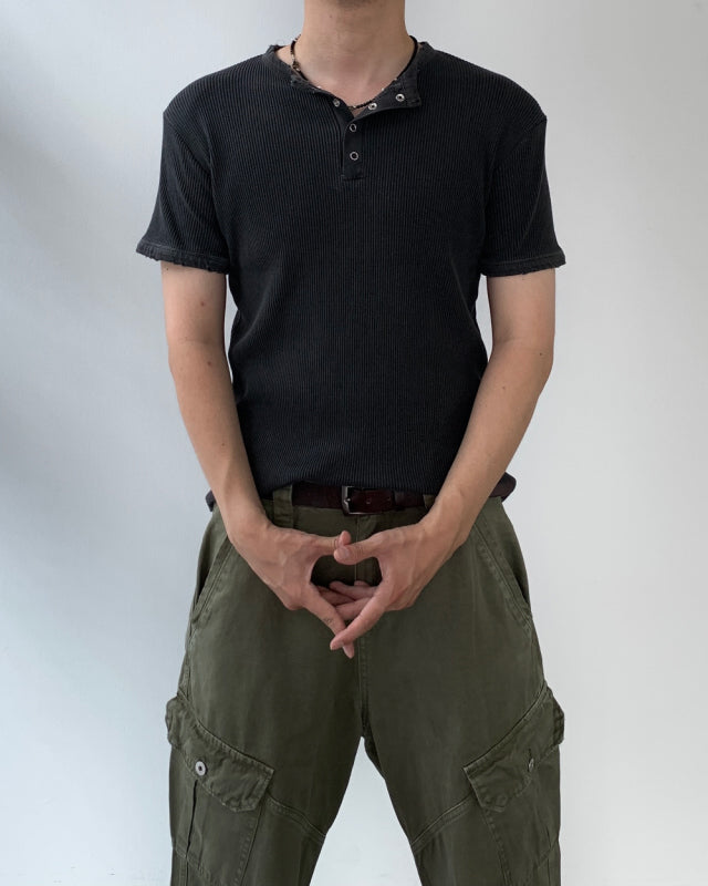 Peak Ribbed Henley Short Sleeve Tee