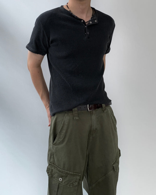 Peak Ribbed Henley Short Sleeve Tee