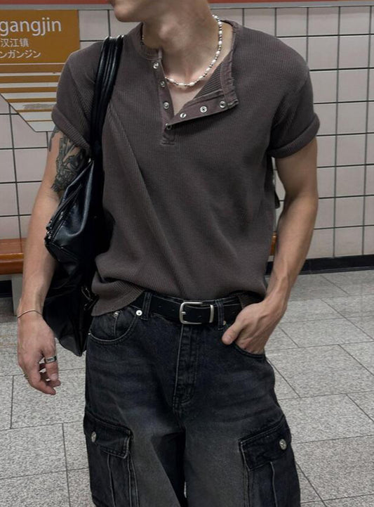 Peak Ribbed Henley Short Sleeve Tee