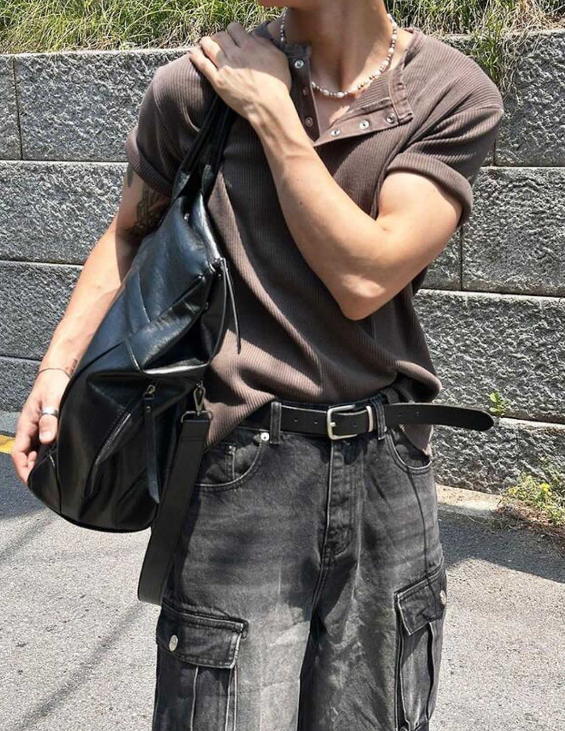 Peak Ribbed Henley Short Sleeve Tee