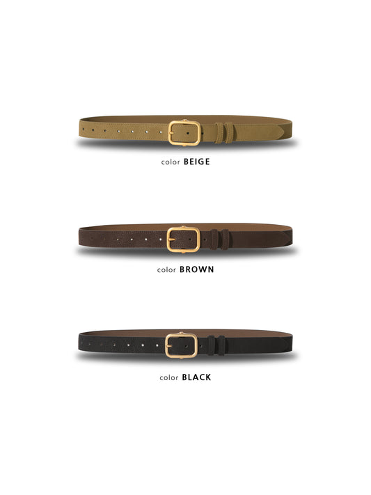 Gold Buckle Leather Belt