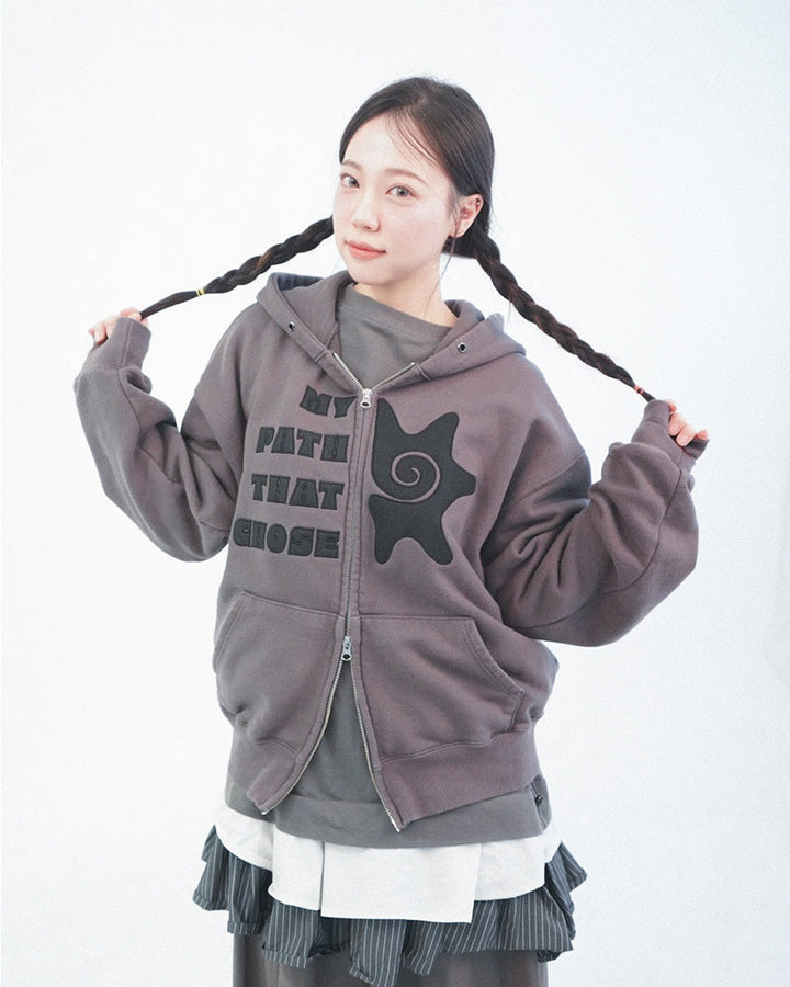 COTOW murex hooded zip-up -CHACOAL 