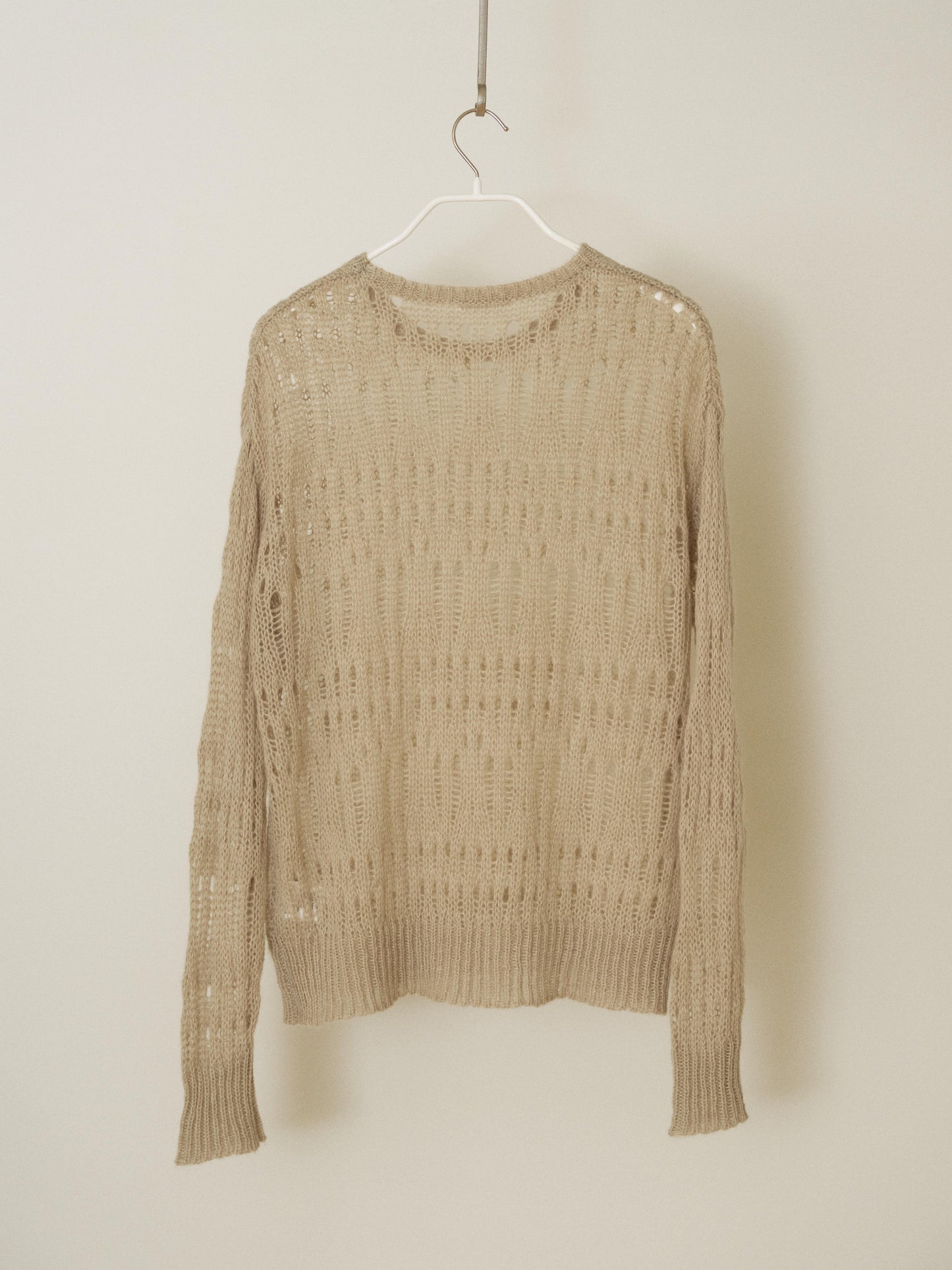 Mohair Punching Pullover-Ivory