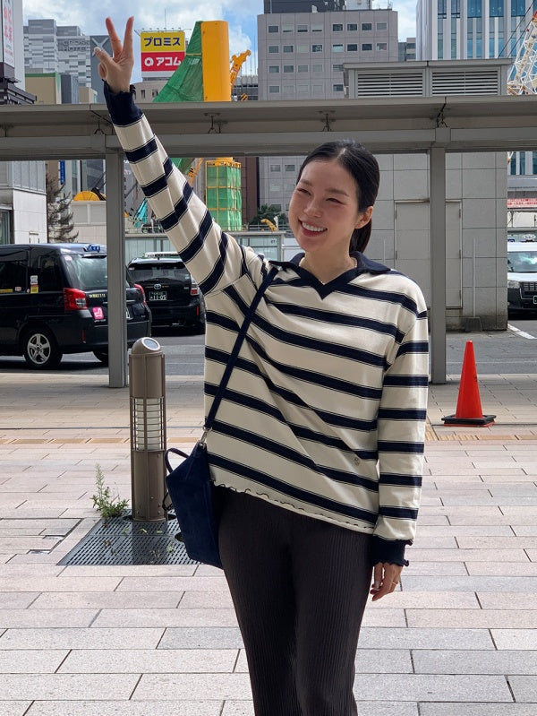 【HER&SHE 2025AW】Frill Striped Long Sleeve