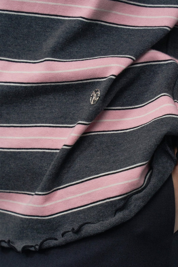 【HER&SHE 2025AW】Frill Striped Long Sleeve