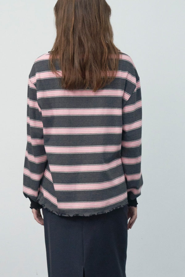 【HER&SHE 2025AW】Frill Striped Long Sleeve