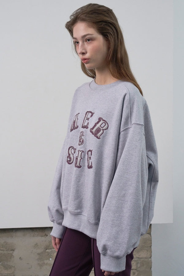 【HER&SHE 2025AW】Leather Mix Embroidered Sweatshirt
