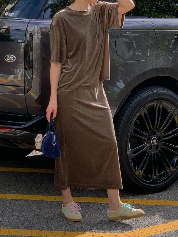 【HER&SHE 2025AW】Velvet Cozy Long Skirt