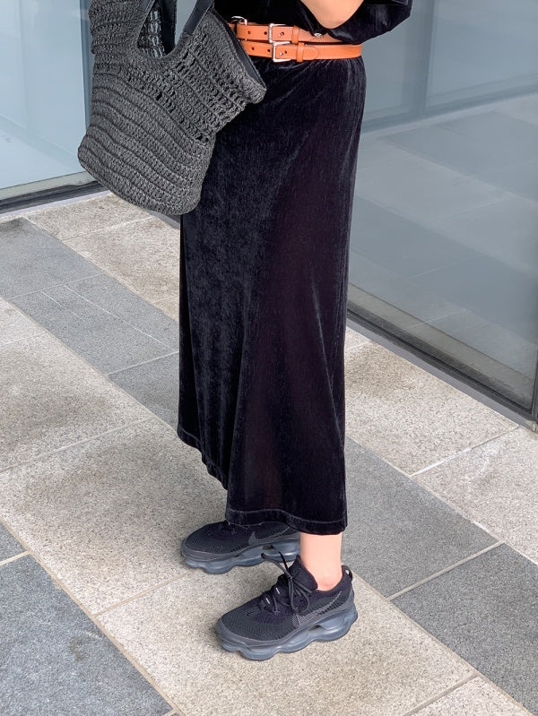 【HER&SHE 2025AW】Velvet Cozy Long Skirt