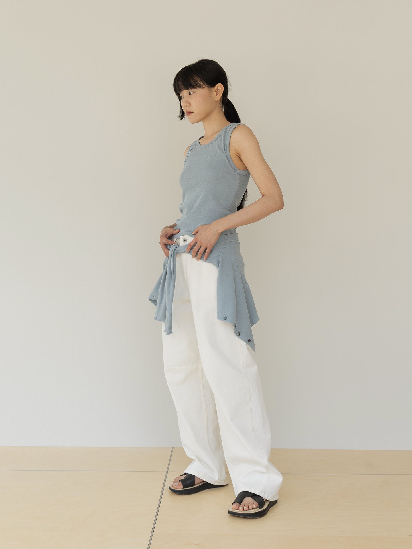 Mei Ribbed Sleeveles-BLUE