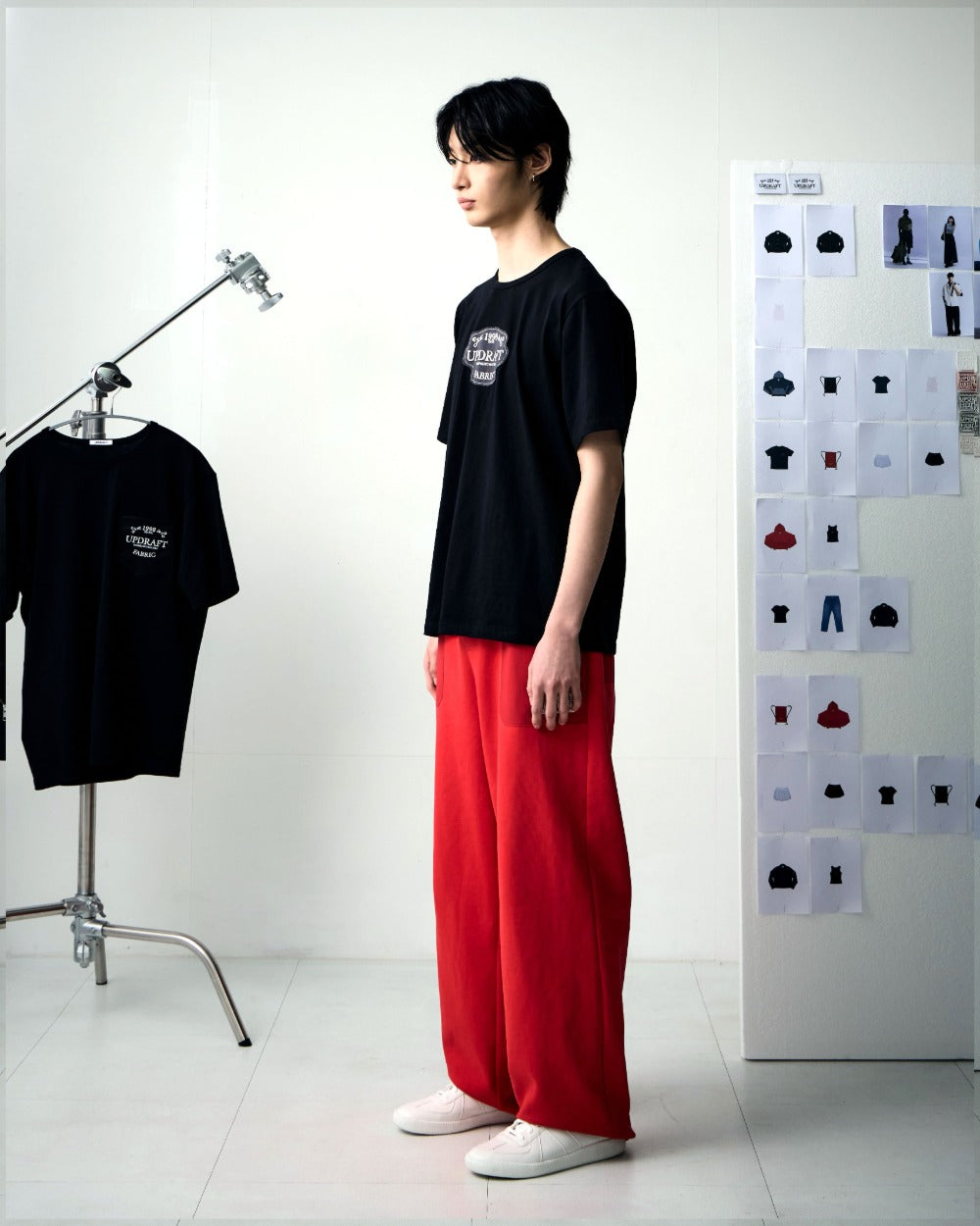 PATCH POCKET COTTON MAN SWEAT PANTS -RED