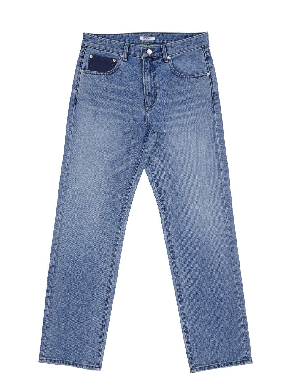 NYLON POCKET COTTON DENIM PANTS -BLUE