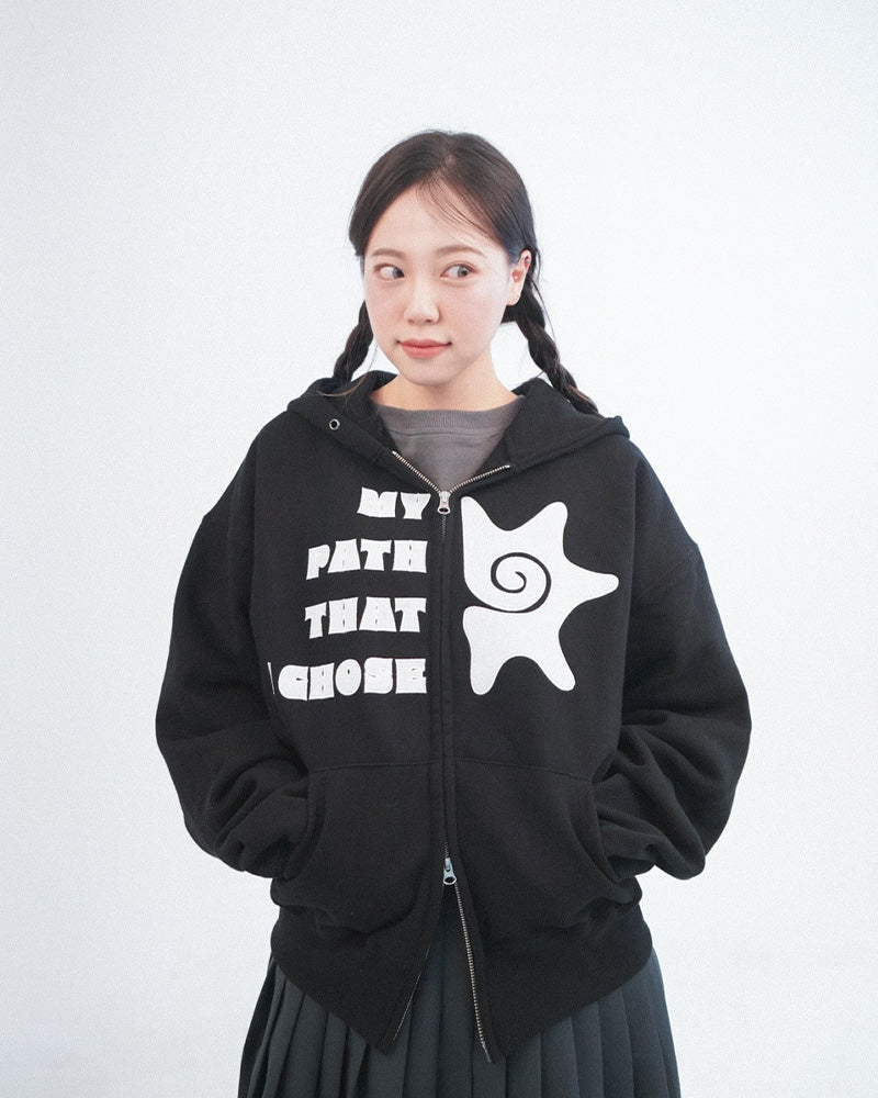 COTOW murex hooded zip-up -BLACK