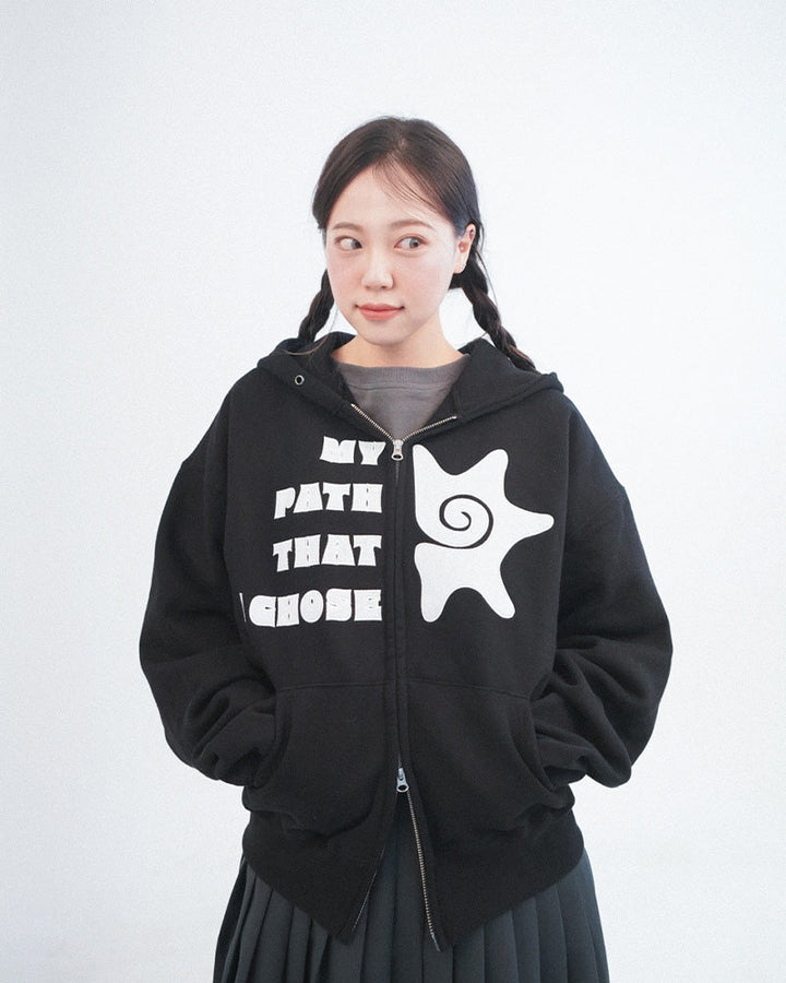 COTOW murex hooded zip-up -BLACK 