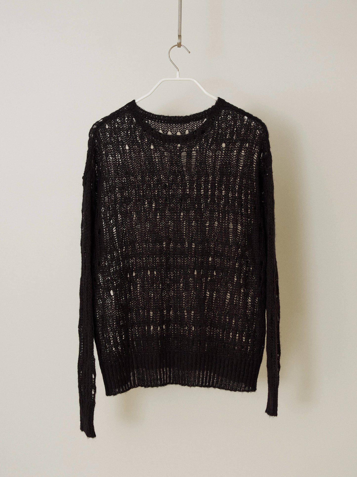 Mohair Punching Pullover-Black