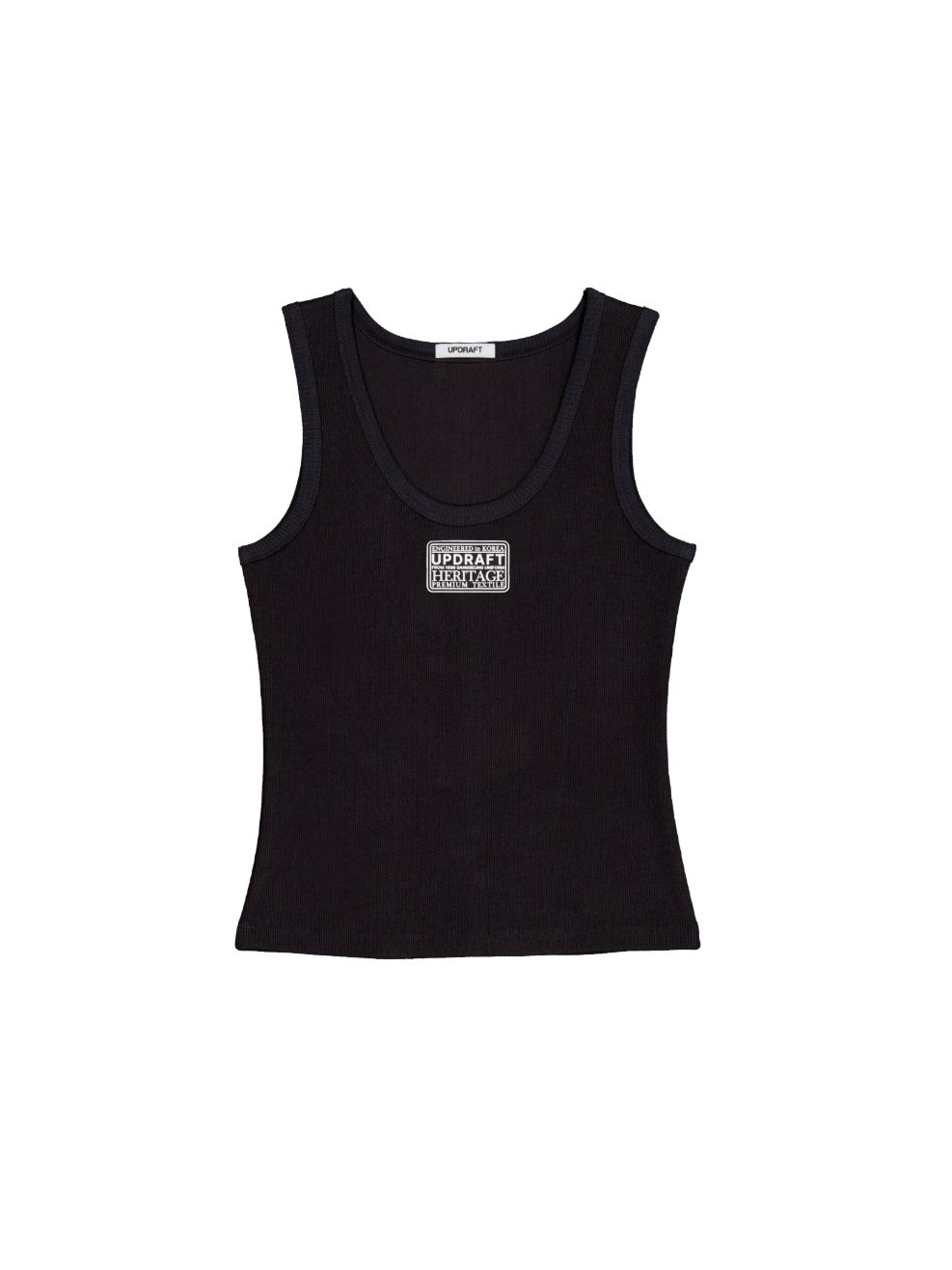 LOGO PATCH COTTON SLIM SLEEVELESS -BLACK