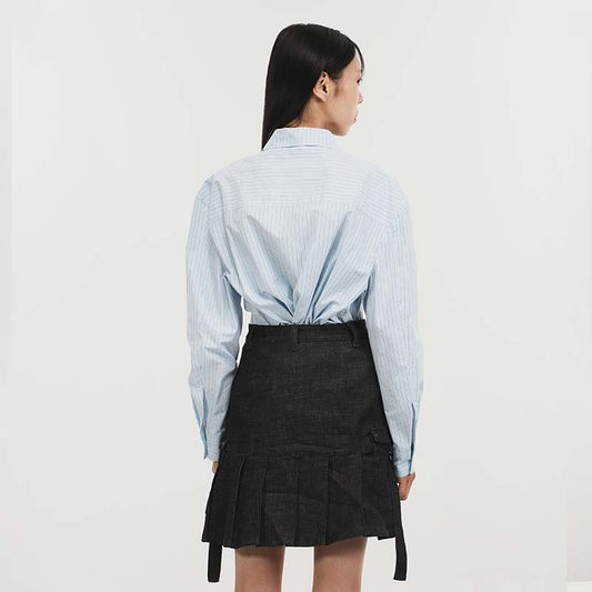 DENIM PLEATS SKIRT