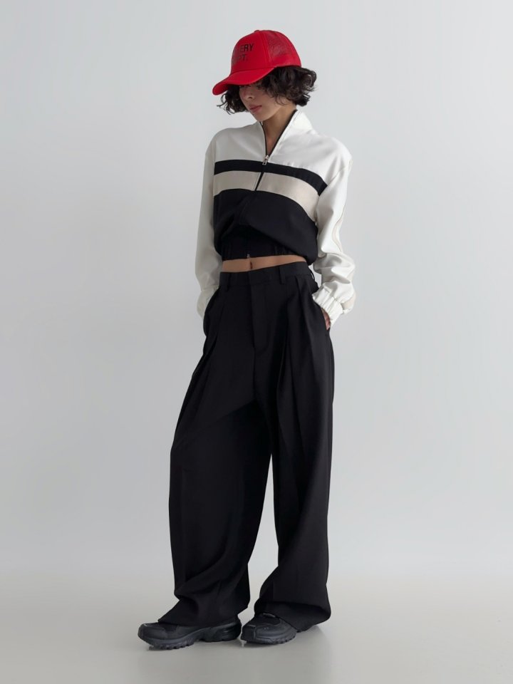 Wide Box-Pleat Slacks