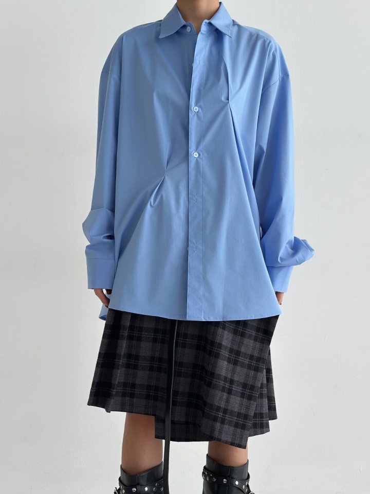 Bar-Tack Pleat Oversize Shirt