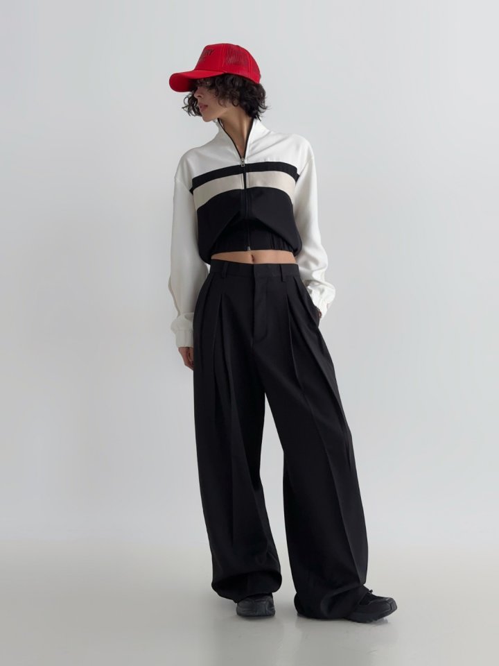 Wide Box-Pleat Slacks