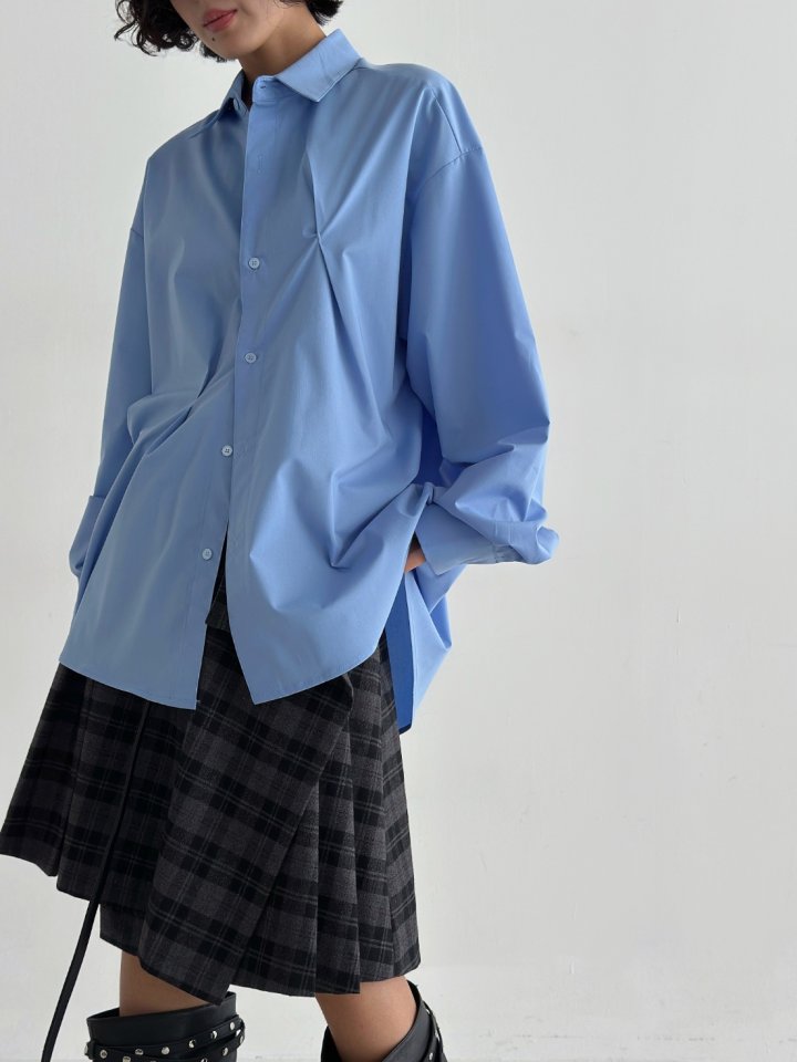 Bar-Tack Pleat Oversize Shirt