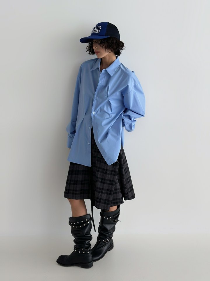 Bar-Tack Pleat Oversize Shirt