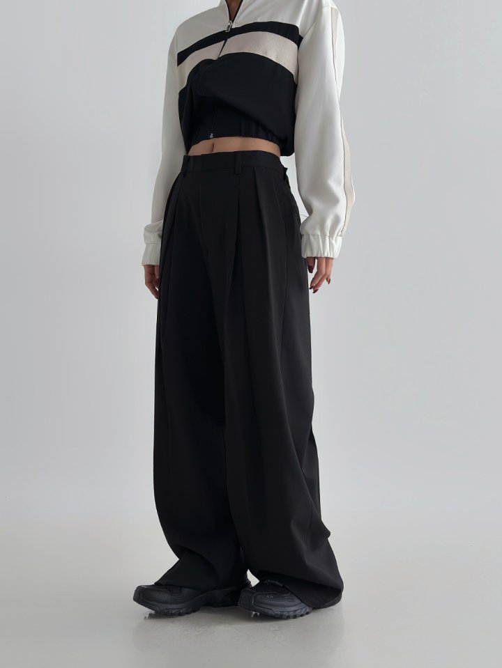 Wide Box-Pleat Slacks
