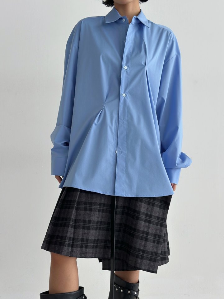 Bar-Tack Pleat Oversize Shirt