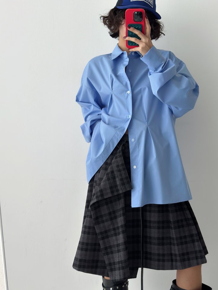 Bar-Tack Pleat Oversize Shirt